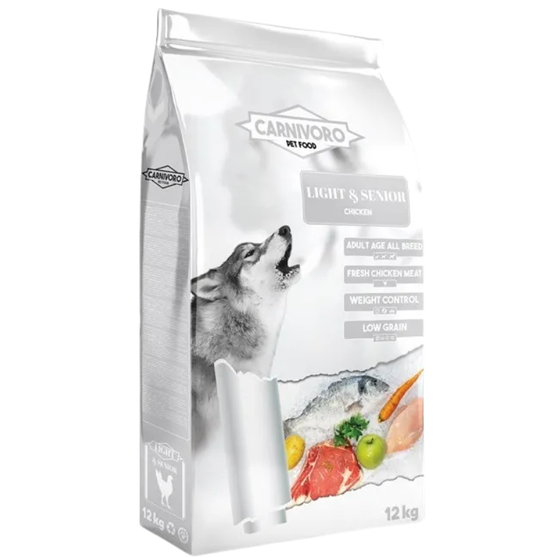 Carnivoro Light & Senior de Pollo - Pienso para Perros 12Kg