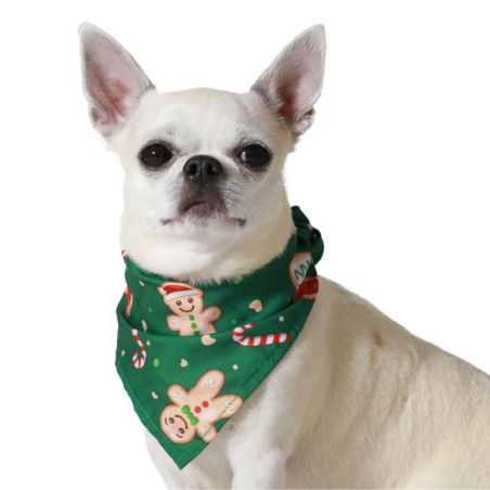Pañuelo Navideño Verde para Perros - 60x45cm
