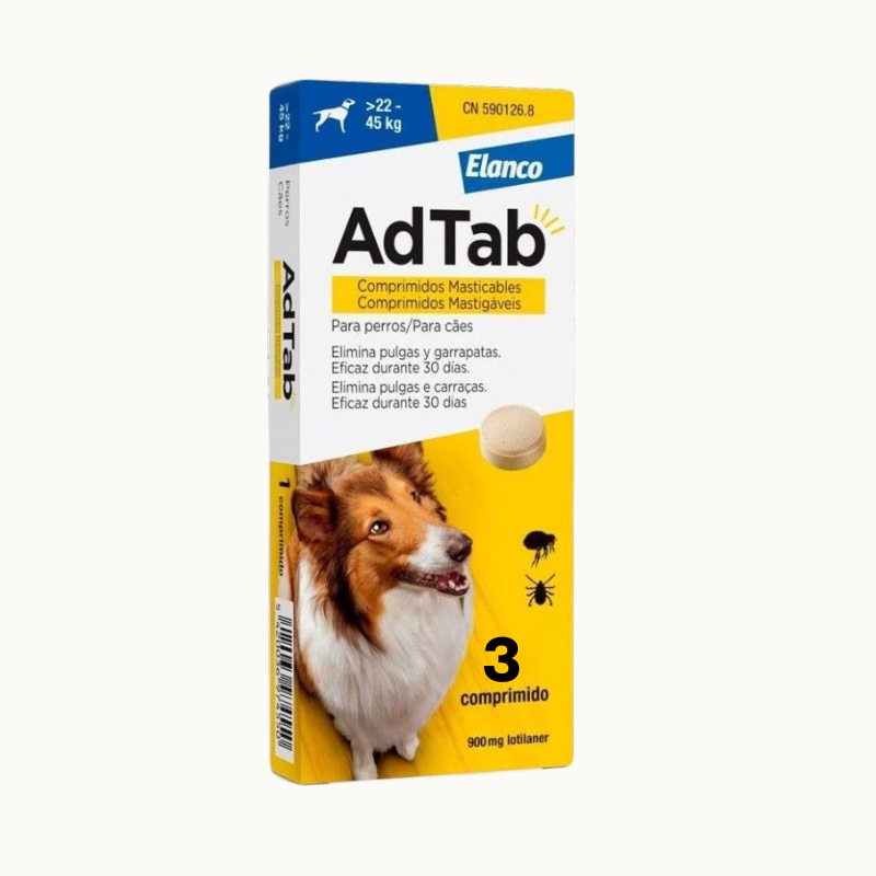 AdTab Perros 22 - 45Kg - 3 comprimidos Pastillas Antiparasitarias