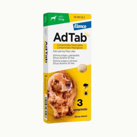 AdTab Perros 11 - 22Kg - 3 comprimidos Pastillas Antiparasitarias