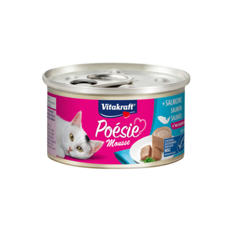 Lata Mousse de Salmón Vitakraft 85gr - Alimento Húmedo para Gatos